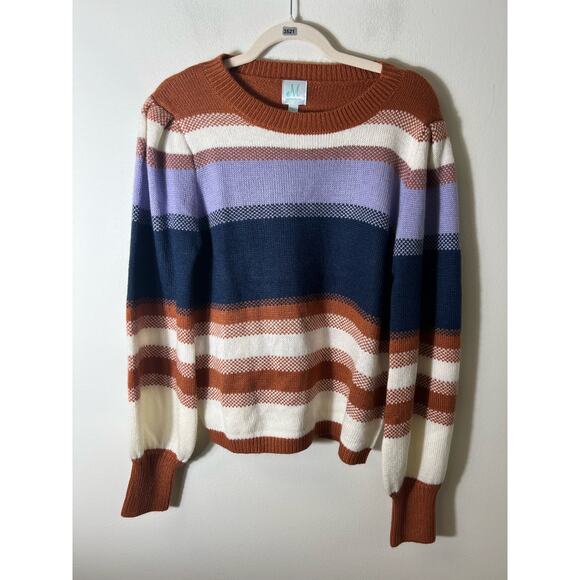 Shop the Mint Purple Orange Long Sleeve Stripe Sweater Sz XL - Picture 1 of 3
